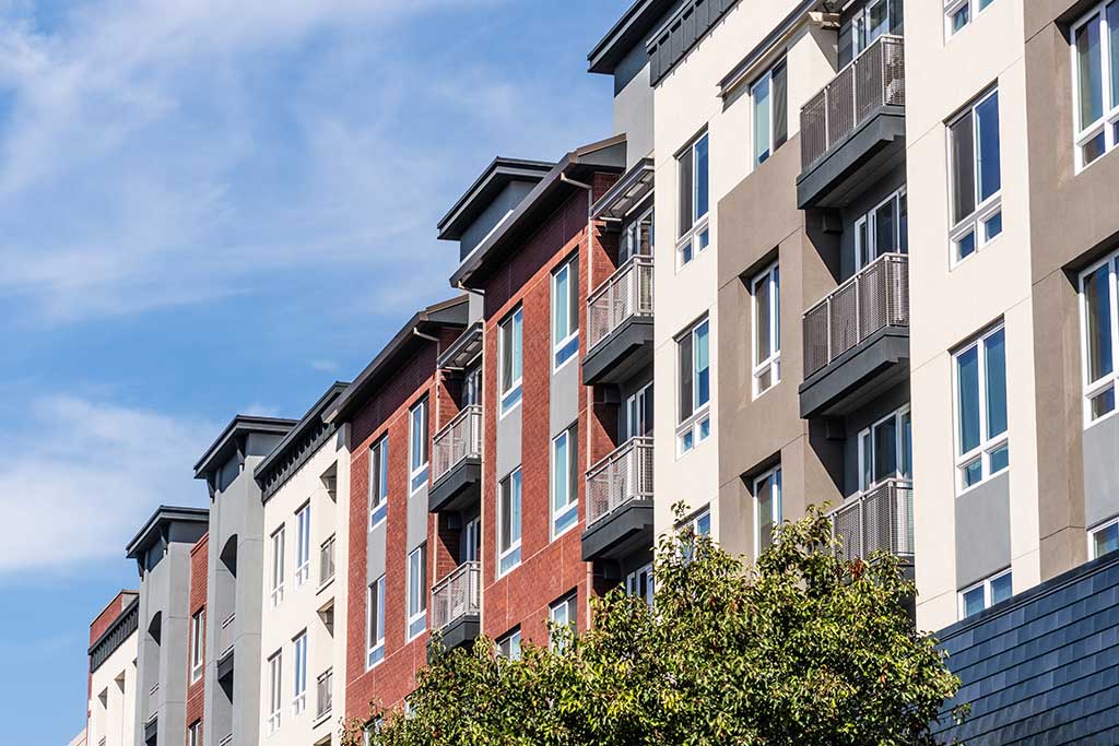 row of multiple homes together